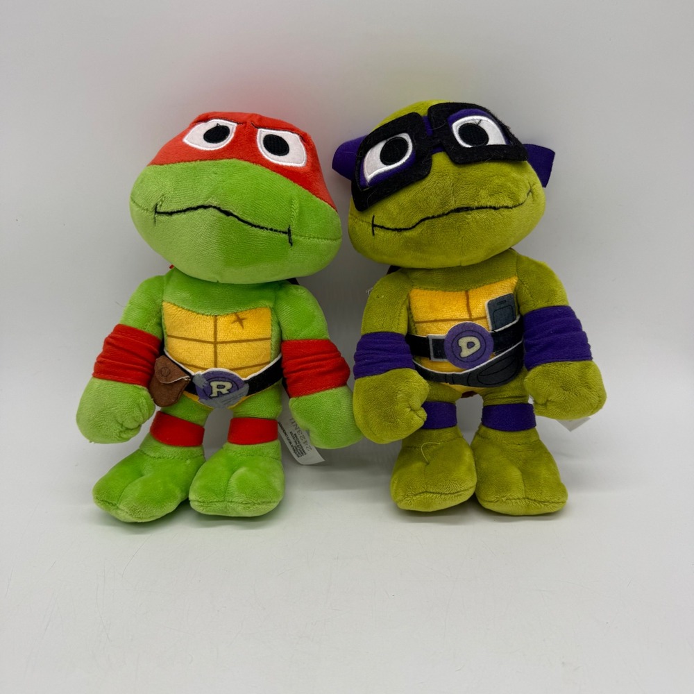 TMNT Mutant Mayhem Plush Raphael Donatello Set Green Red Purple Stuffed Toy